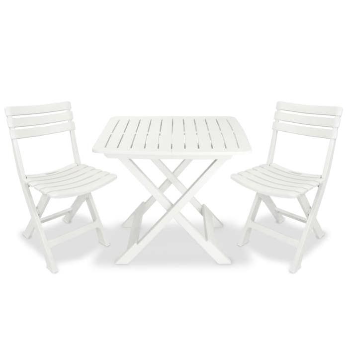 (Blanc)Ensemble de bistro pliable 3 pcs - Salon De Jardin Extérieur - Plastique Blanc 250148