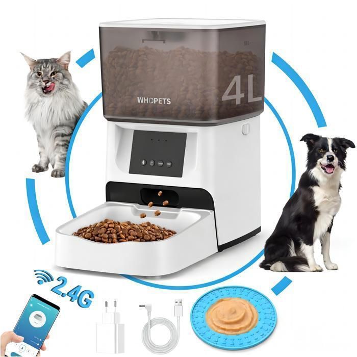 Comparer les prix de 4L WIFI Distributeur Automatique Pour Chat/Chien ®WHD© App Contrôle 10 S Vocaux 10 Distributions/Jour - Sans Bac Inox 304