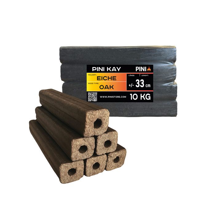 Briquettes De Bois Chêne PINI Kay 30 Kg - Format Carré Avec Trou, Haut Pouvoir Calorifique, Pour Cheminée/poêle - 7