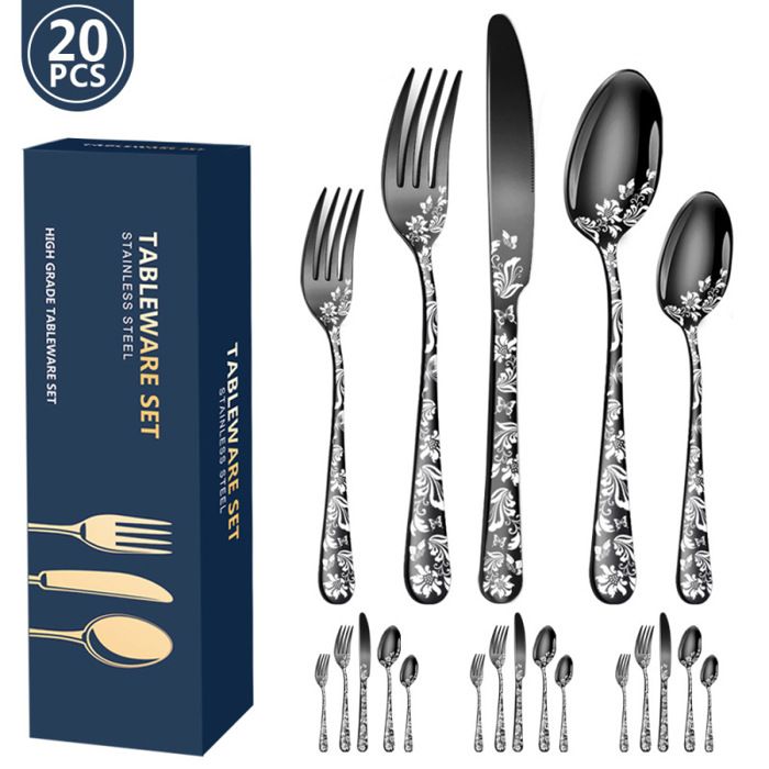 Ménagère 20 Pièces en Acier Inoxydable pour 4 Personnes – Service de Couverts avec Finition Poli Miroir Durable multicol MENAGERE