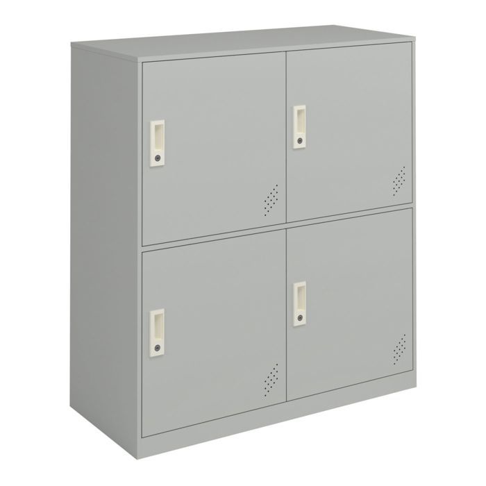 Casier métallique avec 4 portes 100 x 90 x 40 cm acier laqué gris clair Casier métallique avec 4 portes 100 x 90 x 40 cm acier laqué gris clair