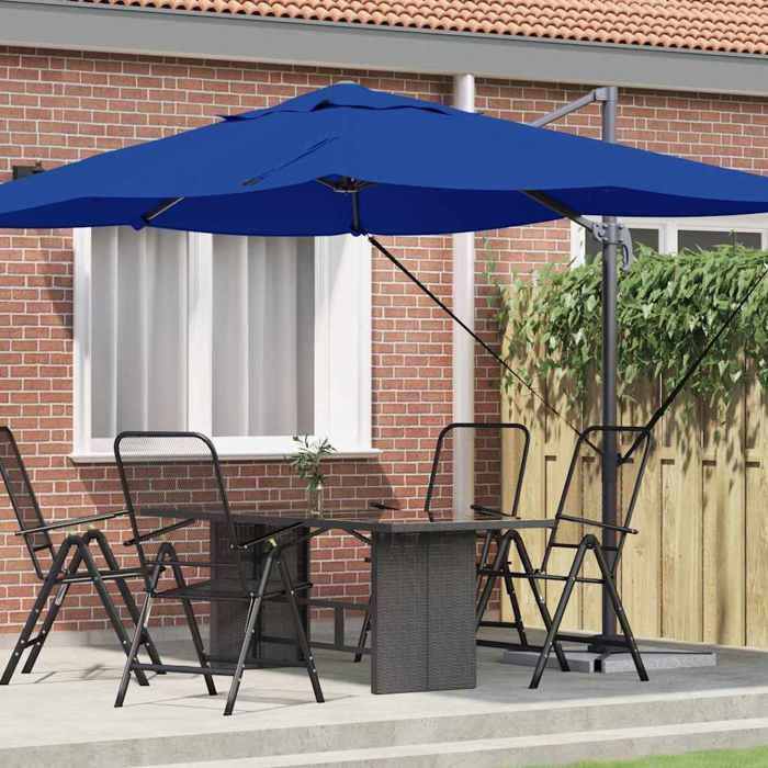 vidaXL Parasol Azur 351 x 250 x 260 cm Polyester et Aluminium Parasol moderne inclinable rotatif résistant aux UV42003348