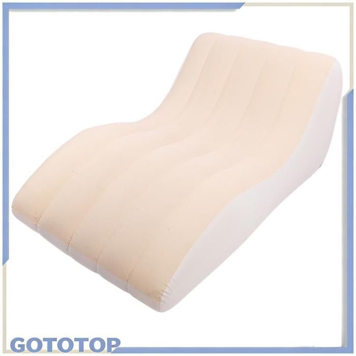 GOTOTOP Chaise longue gonflable Inflatable Lounger Sofa PVC Comfortable Portable Sleeping Camping Sofa Bed For Couleur Café Beige