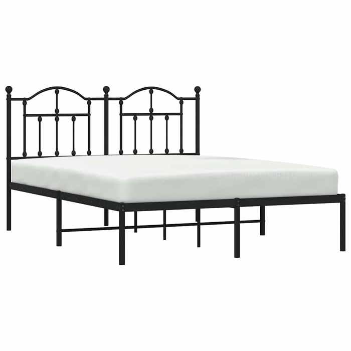 Structure de lit double(1 pc) - VIDAXL - Montage Facile - métal sans matelas - avec tête de lit - noir 140x190cm L1102