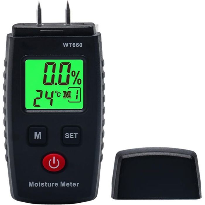 Hygromètre à broche - PZCC - PZCC - Écran LCD rétroéclairé - Détecteur de moisissure - 7 balances calibrées