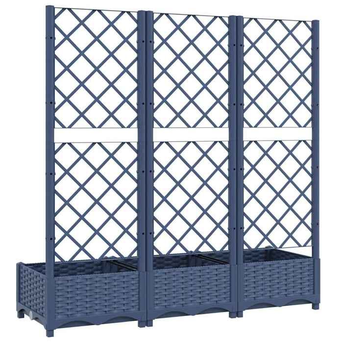 （Gris）Pots & cache-pots - Jardinière - avec treillis - bleu gris 120x40x1215 cm PP - pour balcon bnm214392