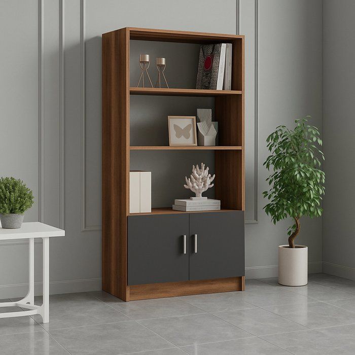 Bibliothèque Patty Dmora en Bois Noble Marron Noyer 64x38x140h cm Bibliothèque Patty Dmora en Bois Noble Marron Noyer 64x38x140h cm