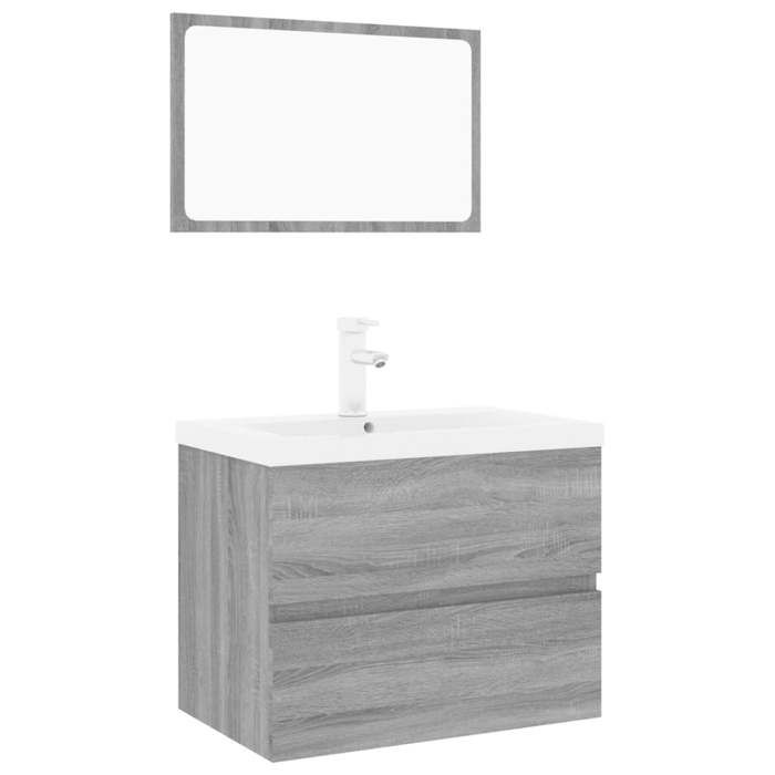 Meubles de salle de bain - vidaXL - bois dingénierie - sonoma gris - avec robinet - avec miroir - 1 tiroir - 60 x 38 5 x 45 cm 319n