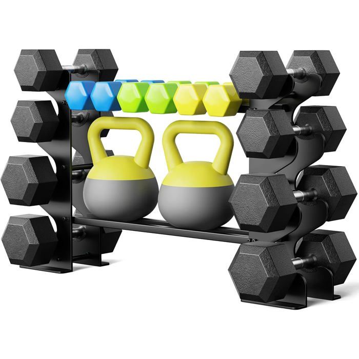 Support dhaltères à 4 niveaux - En acier robuste et format compact - Pour salle de sport à domicile