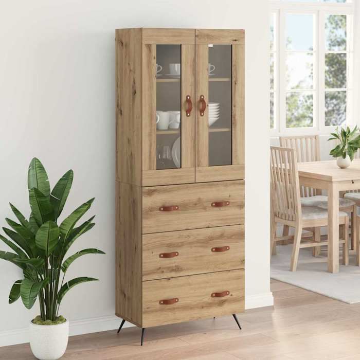 Meuble Rangement - HAOSHOP - Buffet avec étagère 2 pcs Chêne artisanal Bois dingénierie&01_30909