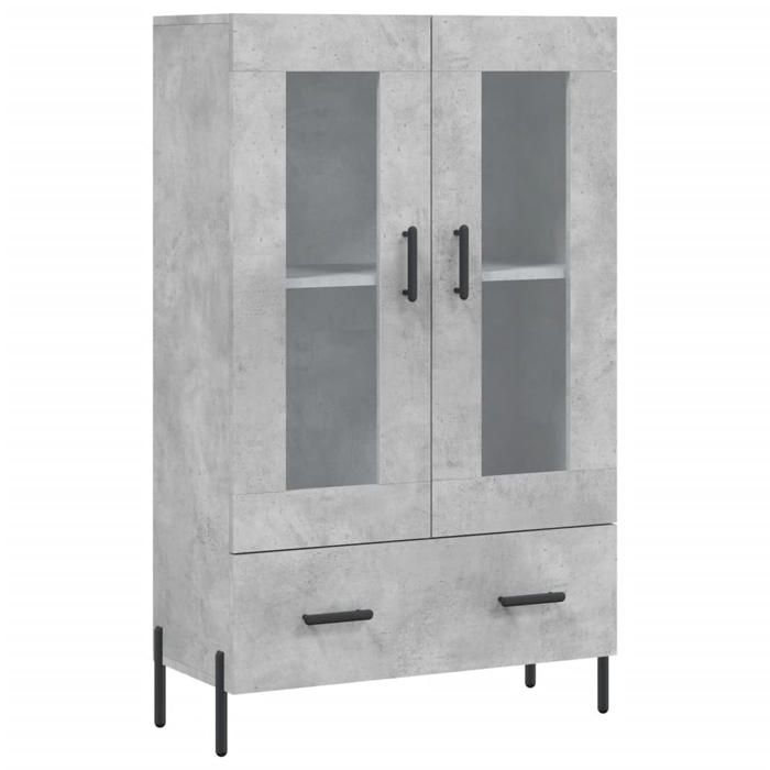 Bois Armoire haute élégant BUFFET RANGEMENT gris béton 69 5x31x115 cm bois dingénierie bb2888