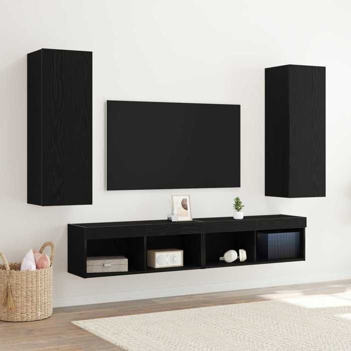Unités murales TV (2 pcs) - VIDAXL - Meubles TV Suspendu - pour Téléviseur - Chêne noir 30 5x30x90 cm T757