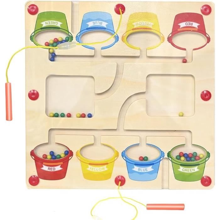 Jouet Montessori Tsokize – Labyrinthe Magnétique En Bois – Couleurs Et Chiffres – Cadeau éducatif 3-6 Ans