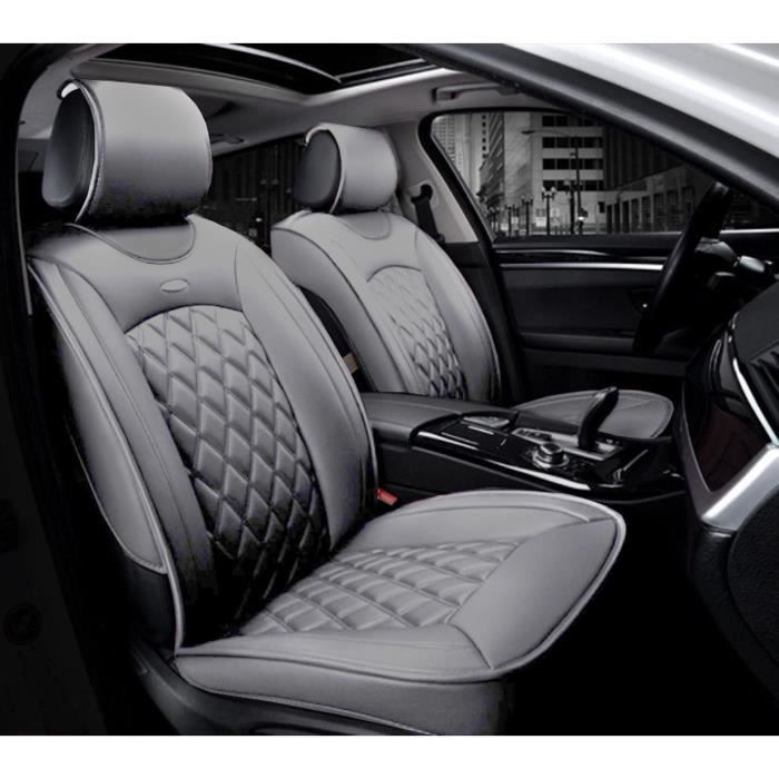 Housses De Siège Auto Cuir PU Noir/Gris – Compatible Peugeot 308, 208, 2008