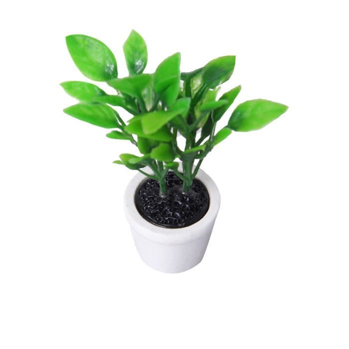 Maison 1 12 Plante Verte En Blanc Pot Dollhouse Accessoire De