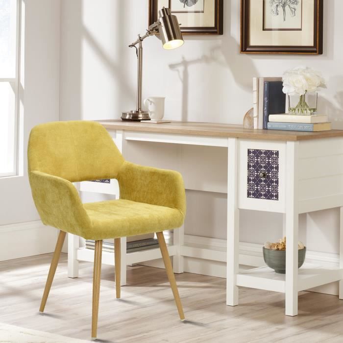 Furnish1 Fauteuil Chaise De Bureau Pour Home Office Finition Tissu Jaune Pieds Metal Look Bois Style Scandinave Achat Vente Chaise De Bureau Soldes Sur Cdiscount Des Le 20 Janvier Cdiscount