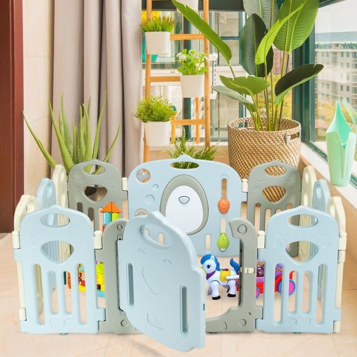 Gaintex Parc Bebe En Plastique 3 Mois A 6 Ans En Plastique 12 Elements Avec Porte Et Panneau D Activite Modulable Amovible Cdiscount Puericulture Eveil Bebe