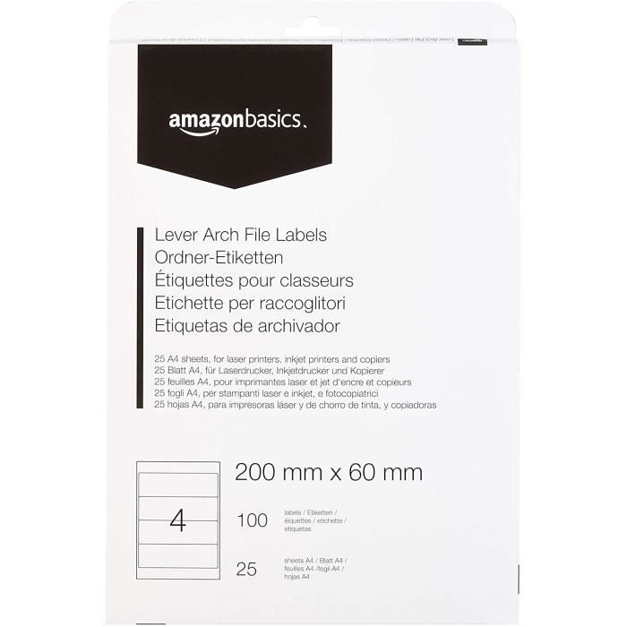 Exacompta - Réf. 537E - Paquet De 10 étiquettes Cartonnées Pour Classeur à Levier - Dos De 7 Cm - Dinmensions De L'étiquette : Larg 5,3 X épaisseur 0,4 X Hauteur 18,5 Cm - Coloris Blanc