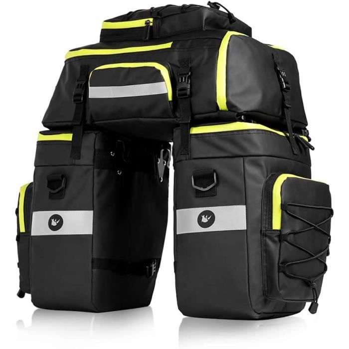 70L Sacoche Vélo Sac Porte Bagage Arrière à Trois Compartiments de Cyclisme Nylon Poche Assemblage avec Couverture Imperméable VTT