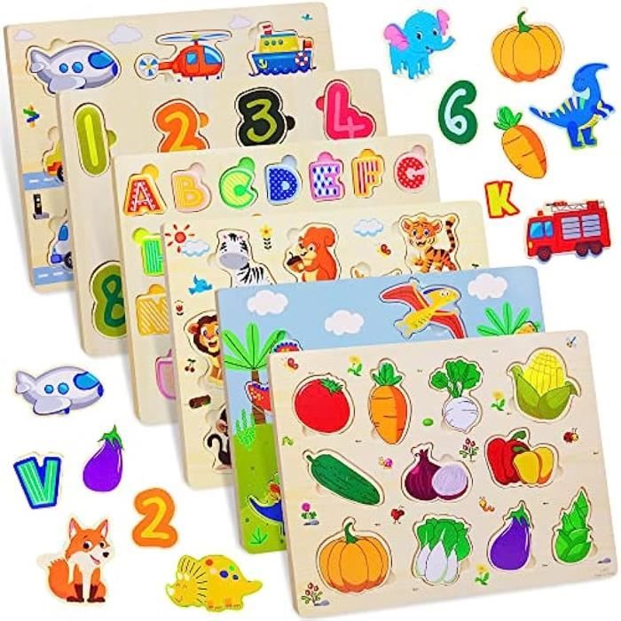 5 Puzzles en Bois pour Enfants 2 3 Ans, Jouet Bébé 3D Puzzles Montessori  Animaux Puzzle Bois Encastrement, Cadeau d Anniversaire - Cdiscount Jeux -  Jouets