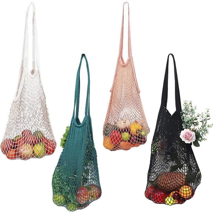 Lot de 4 Filet Provision en Maille Sac Filet Courses en Coton avec Poignee Filet a Provision Portable Reutilisable et Lav 310 Cdiscount Bagagerie Maroquinerie