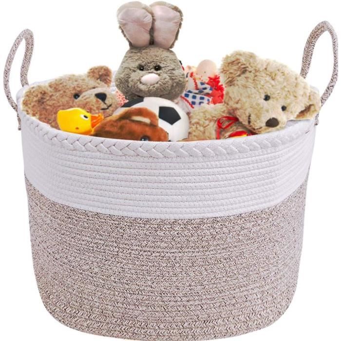 Panier à Linge Tissé Winter Shore Noir 60x35cm - Panier Jouets Ou Serviettes - Design Bohème Avec Poignées - Lavable En Machine