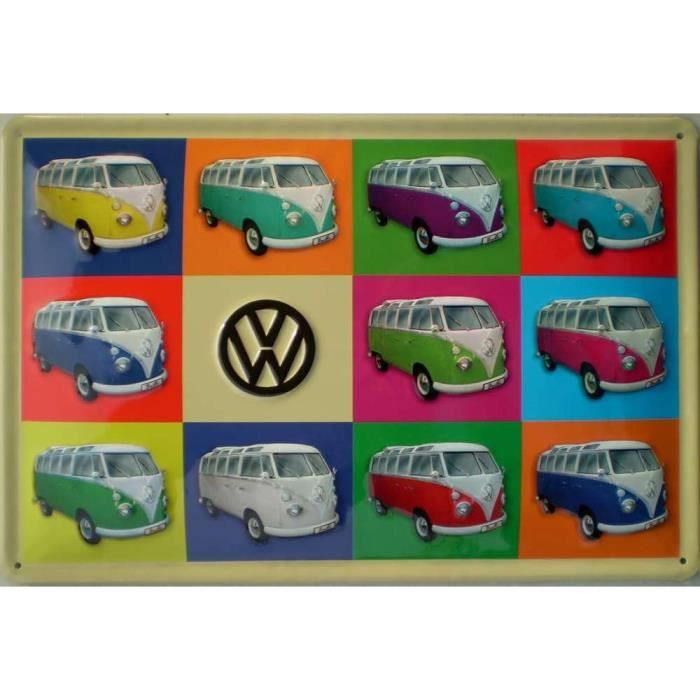 Brisa VW Collection - Volkswagen Hippie Bus T1 Camper Van 3D Mini Model Magnet in Gift Tin (Blue