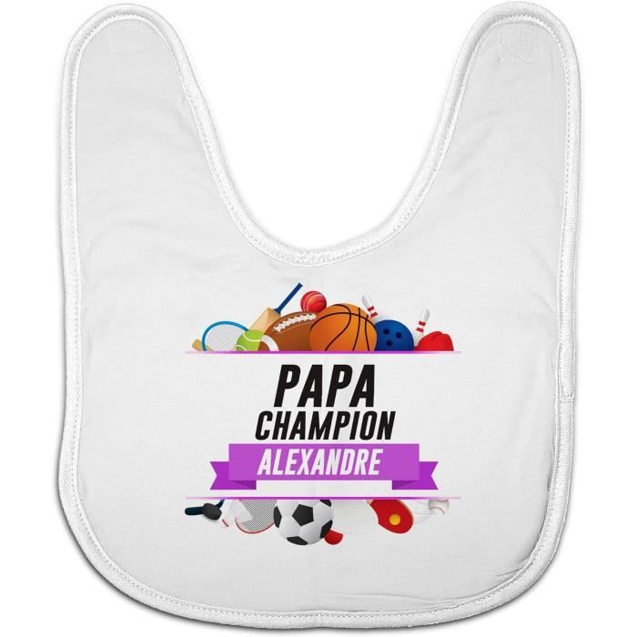 Bavoir Bébé Personnalisé Prénom – Modèle Papi / Papa – Velcro, Coton Intérieur – Cadeau Naissance Unique
