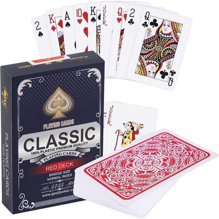 Jeu De Cartes Poker étanche PVC - Plastique Lavable - Pour Piscine, Plage, Fêtes - 2 Joueurs Et Plus
