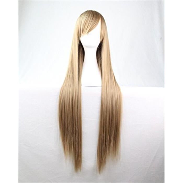 CHIGUO Perruques pour Femmes Cosplay Longue Raides Synthétique Blonde
