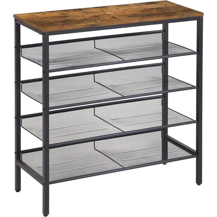 Organisateur De Bureau 4 Niveaux En Maille - Plateaux Empilables Avec Compartiment Supérieur, Couleur Noire