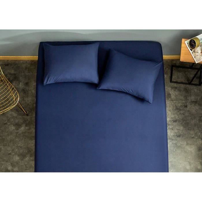 Drap housse - Home Déco - MARINE - 140x190 cm - 100% coton - Tissage très serré Drap housse - Home Déco - MARINE - 140x190 cm - 100% coton - Tissage très serré