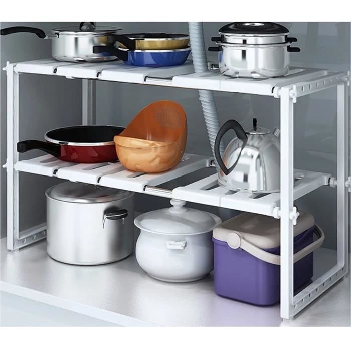 Lot de 10 X Etagère de Rangement sous évier Rack de Stockage Extensible  Organisateur Rangement de Cuisine Maison Gain de Place