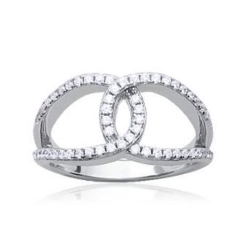 Bague Argent Entrelacée Avec Zirconium - Taille 54 - Neuf Sans Emballage