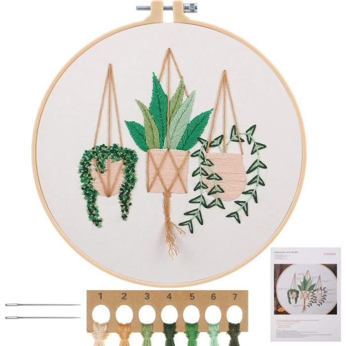 JSRQT Kit Broderie Point De Croix Astronaute - Kit Complet Débutant DIY Avec Cercle 20 Cm, Motif Imprimé Et Instructions Pour Adultes