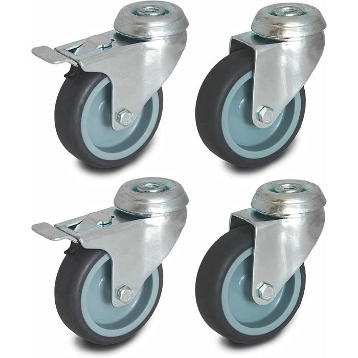 NEEWER Lot De 3 Roulettes Pivotantes En Métal Et Caoutchouc - Diamètre 75 Mm - Compatible Avec