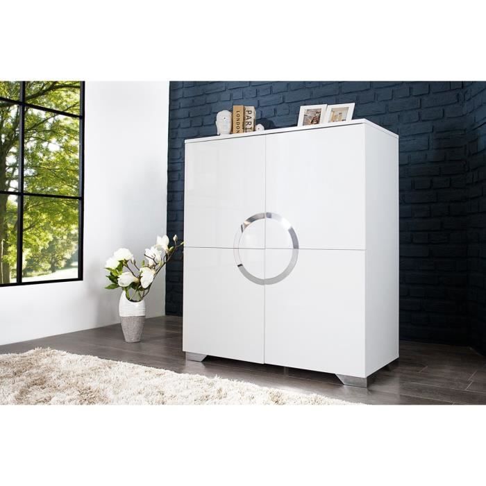 Buffet haut design blanc laqué 4 portes Osmoz 120 cm Cdiscount Maison