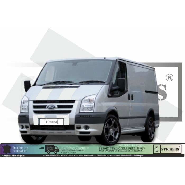 Ford Transit Sport Van ST Bandes Capot - GRIS ALU - Kit Complet - Tuning Sticker Autocollant Graphic Decals