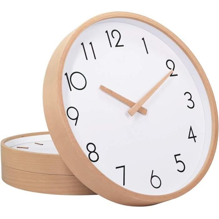 Horloge De Table Silencieuse 12cm En MDF Gris Anthracite - Mouvement Silencieux à Pile, Aiguilles En Chêne, Design Vintage