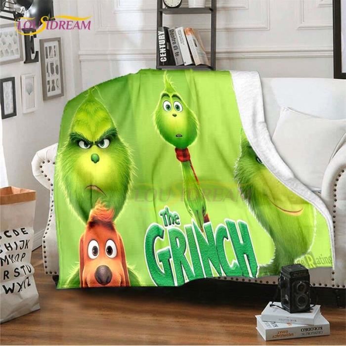 XZE-2179 Grinch couverture de lit à leffigie des personnages de dessins animés tapis Ultra-doux drap de lit Taille:100x130cm