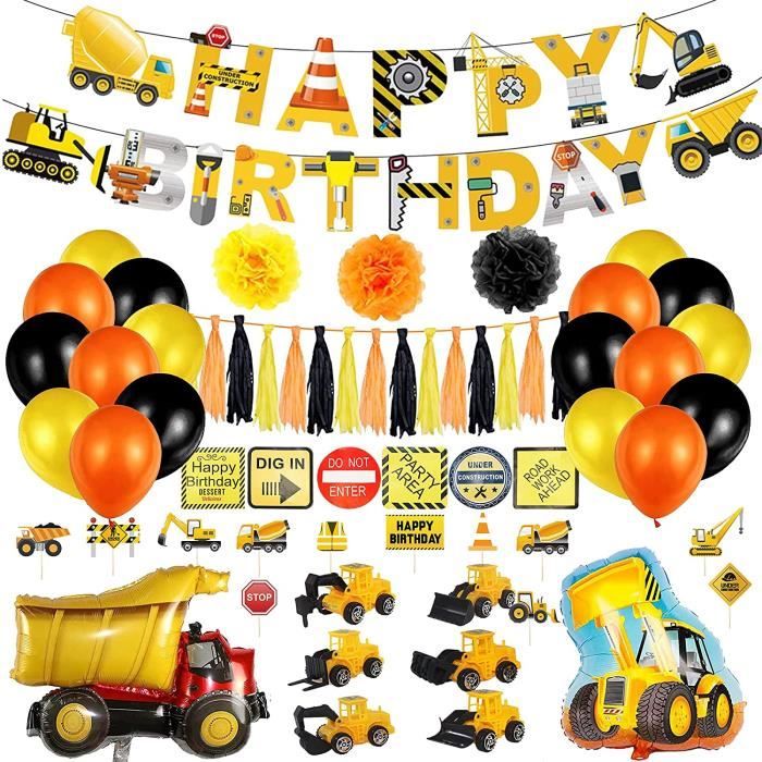 Decoration De Construction Decoration De Fete D Anniversaire D Enfant Decoration De Chantier Excavatrice Ballons Gonflables Veh Cdiscount Maison