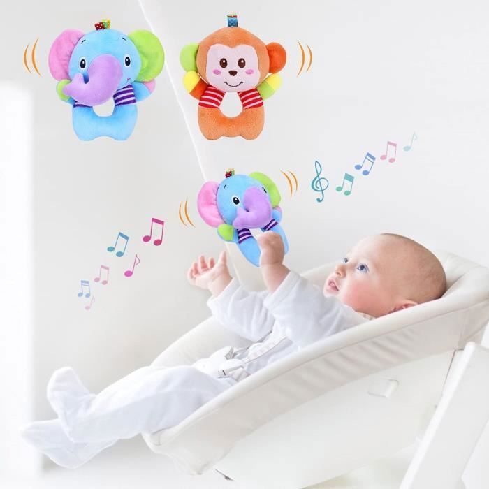 Hochet Hibou BelleStyle - Jouet Sensoriel 0-12 Mois, Peluche Avec Sons Et Papier Froissé, Cadeau Naissance
