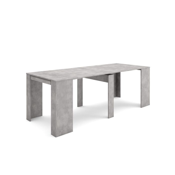 Table console extensible Console meuble 220 Pour 10 personnes 222x90x77 1cm Ciment RF2630