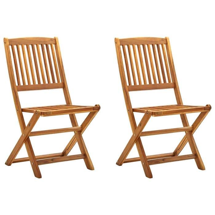 Chaises pliables dextérieur - VidaXL - Bois dacacia massif - Naturelle - 2 personnes