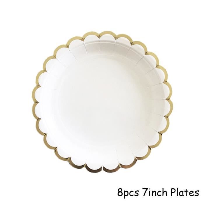 Service De Vaisselle Porland 18 Pièces Blanc Et Or - 6 Assiettes Plates, 6 Bols, 6 Assiettes Creuses - Pour 6 Personnes