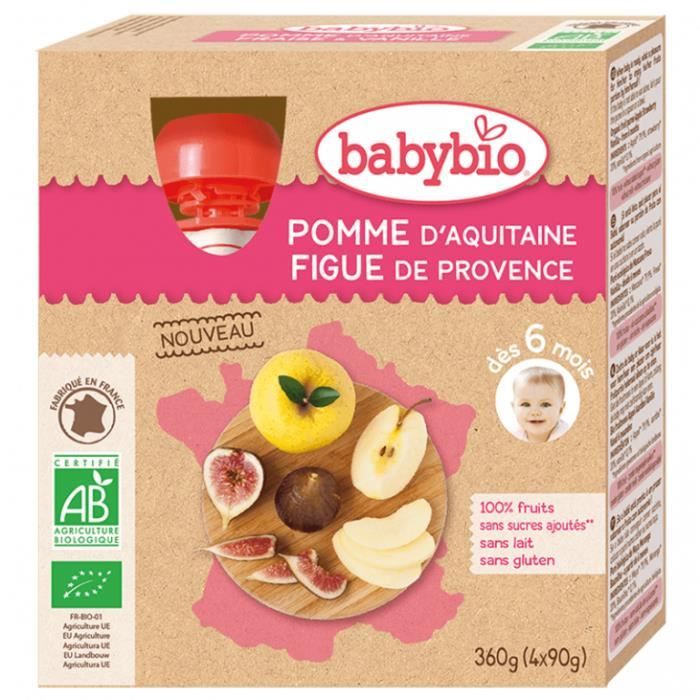 Babybio Gourde Pomme Figue Bio 4x90g Dès 6 mois Achat / Vente
