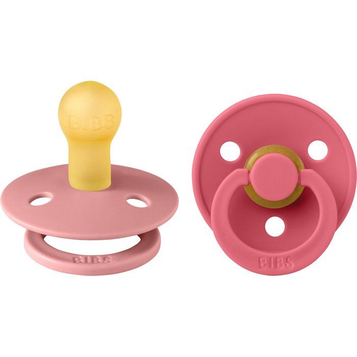 Sucette bébé - BIBS - Colour - Embout rond - Pack de 2 - Caoutchouc naturel - Taille 1 Dusty Pink Coral