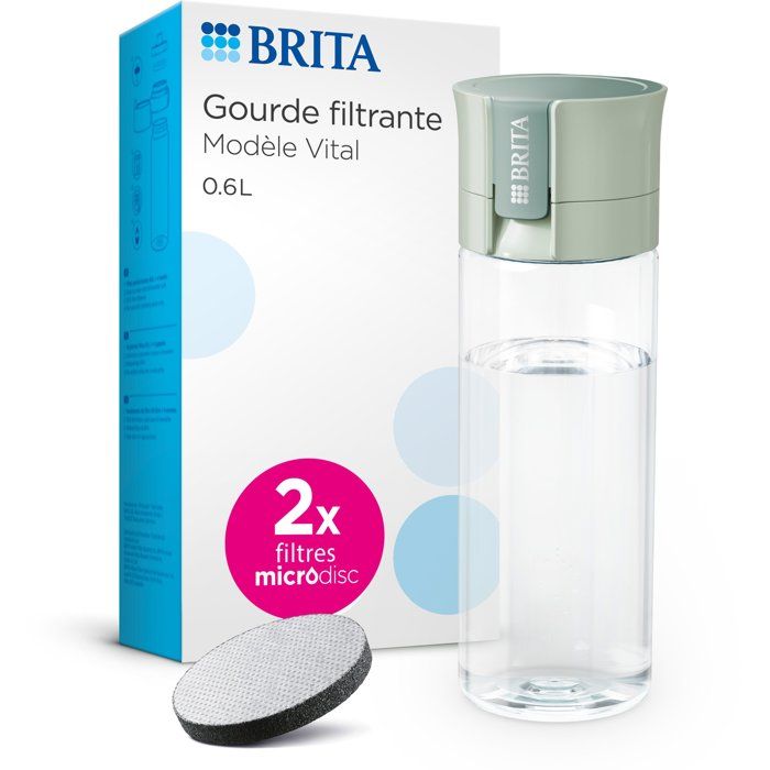 Gourde filtrante - BRITA - 2 microdiscs inclus - Vert pastel