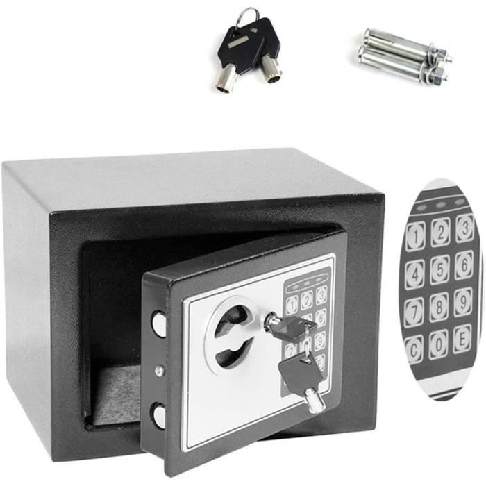 Electronique Coffre fort clef serrure combinaison digitale, clés, 23x17x17  cm, Gris - Cdiscount Bricolage