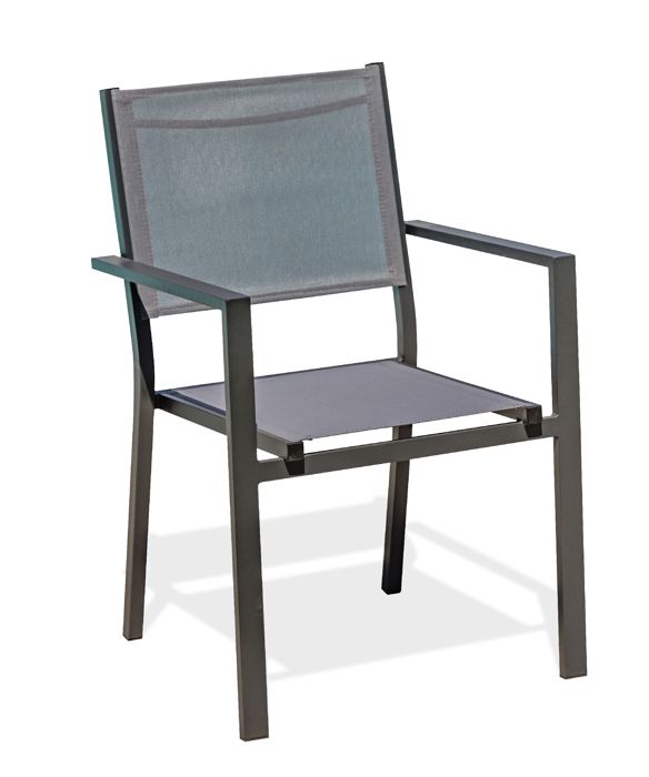fauteuil de jardin empilable en aluminium et textilène - dcb garden - tolede - gris anthracite - design
